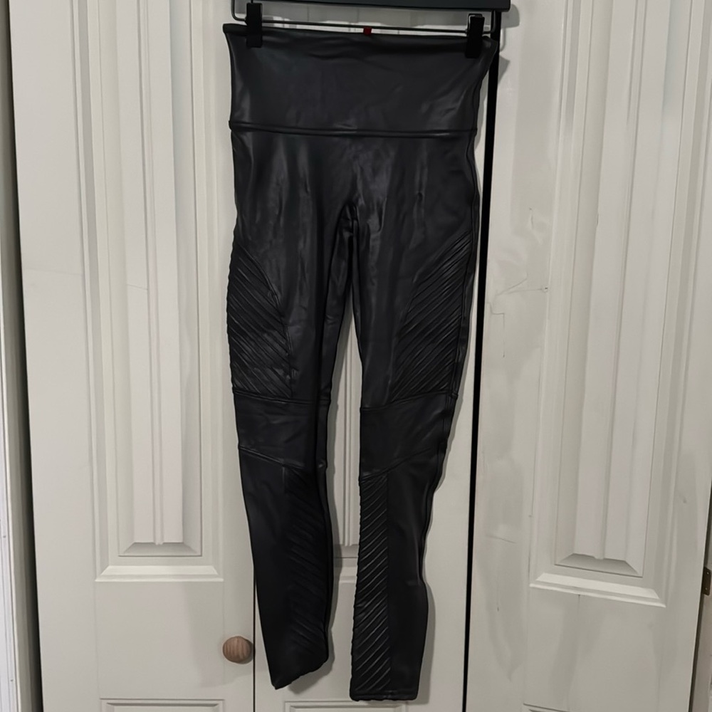 Spanx faux leather moto leggings